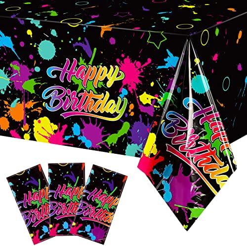 3 Pcs Neon Glow Tablecloth for Birthday Party
