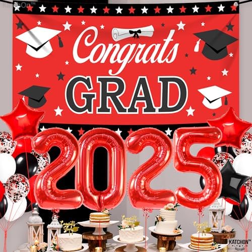 KatchOn Red and Black Graduation Decorations 2025 Set