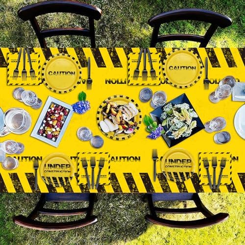4 Pcs Construction Party Tablecloths - Rectangle Design for Kids Boys Birthday