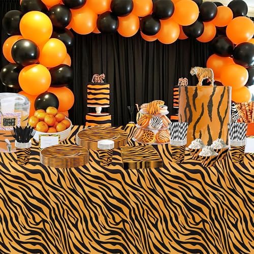 Tiger Print Birthday Plates and Napkins Set Serves 24