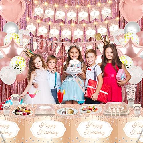 81 Pieces Rose Gold Party Decorations - 20 Serving Set