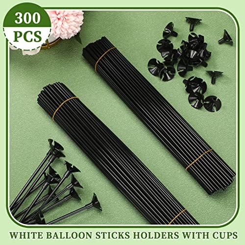 Chivao 300 Pcs Black Balloon Stick with Cup