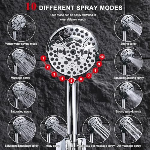 14 Inch Tandem Shower Head System with 10 Spray Modes and Adjustable Arm
