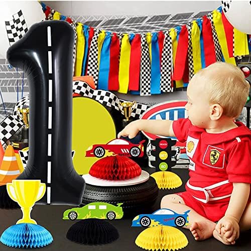 TONIFUL Race Car Black Balloons 40 Inch Number 1 Decorations