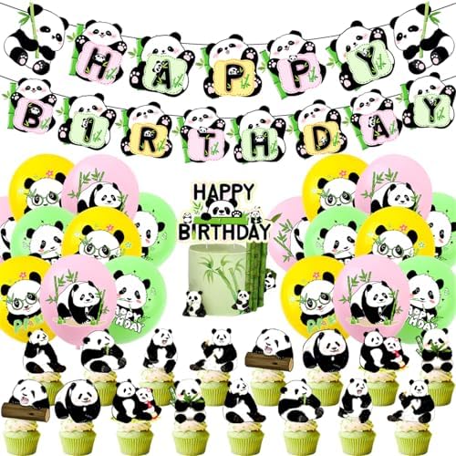 ADILAIDUN 36 Piece Panda Party Decor Set