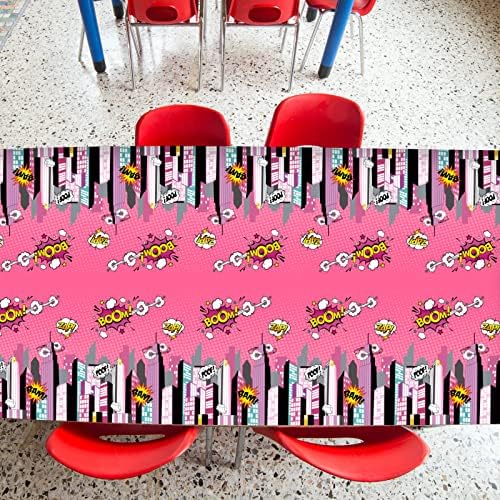 3 Pcs Super Girl Hero Party Tablecloths Pink