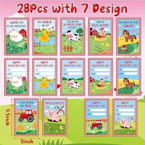 Haooryx Valentines Day Farm Animal Party Favors 28 Pack