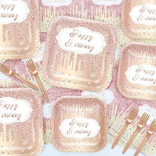 81 Pieces Rose Gold Party Decorations - 20 Serving Set