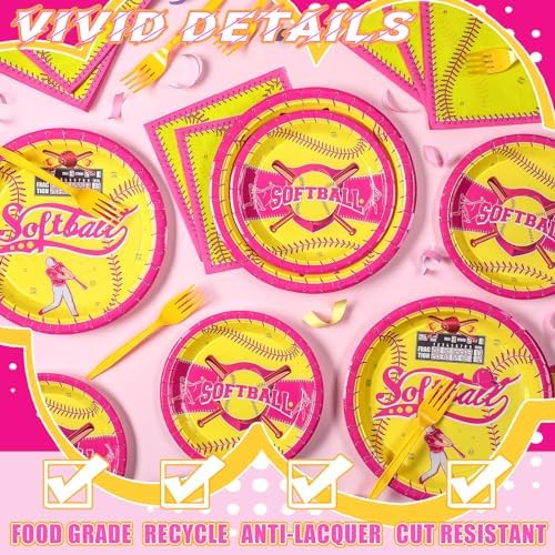 96 Pcs Softball Themed Party Decorations for 24 Guests