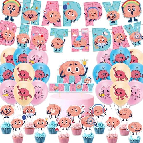 Brain Party Decorations with Balloons and Banners