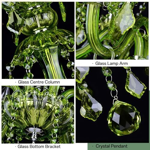 Bagood 8 Light Green K9 Crystal Chandelier Pendant Light E12 Base