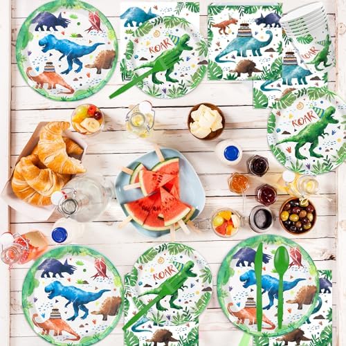 Oigco 169 Pcs Dinosaur Watercolor Party Supplies