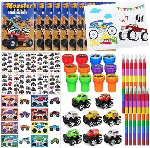 Cinrobiye 72 Pcs Monster Truck Party Favors Set