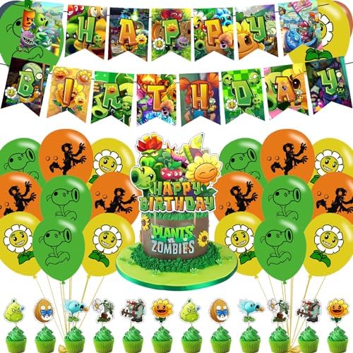 ELZEM Plants Game Party Decorations Set