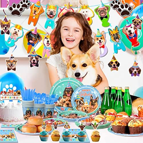 Puppy Birthday Party Supplies Set for 16 Guests
