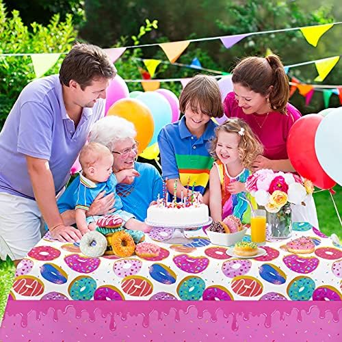 PHOGARY Donut Themed Tablecloth for Parties