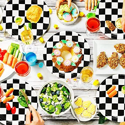 60Pcs Checkered Race Car Party Tableware Set