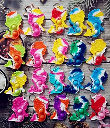 20 Pack Mermaid Backpack Keychain Fidget Toy for Kids