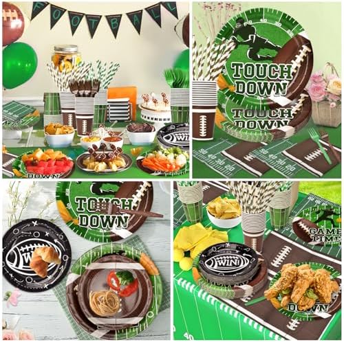 Kinovo 300 Pcs Football Plates Napkins Set Serve 50 Guests