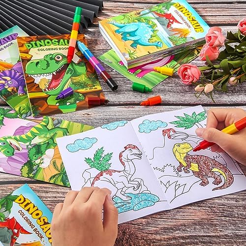 BenLouis 24 Dinosaur Coloring Books with Stacking Crayons