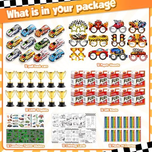 84Pcs Race Car Party Favor Kit for Boys Kids
