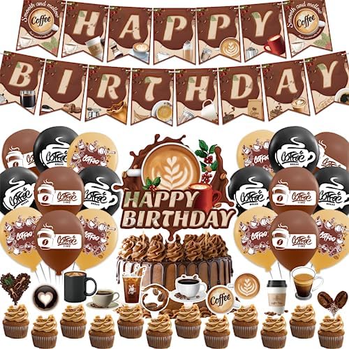 Coffee Themed Birthday Decorations Set