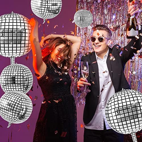 Lewtemi 48 Pcs Silver Disco Ball Balloons