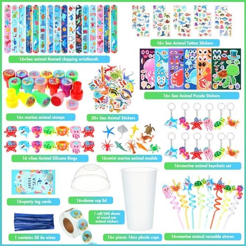 Poen 212 Pcs Under the Sea Party Favors Set