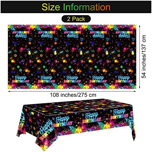 Durony 2 Pack Neon Glow Table Covers for Birthday Parties