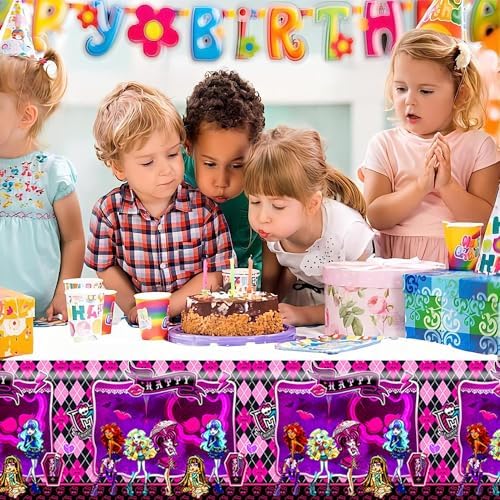 We1Fit 2Pcs Monster High School Tablecloth Birthday Party Supplies