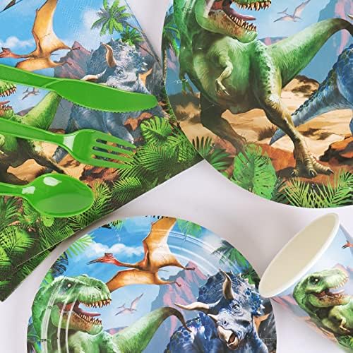 DECORLIFE 169PCS Dinosaur Party Supplies Serve 24