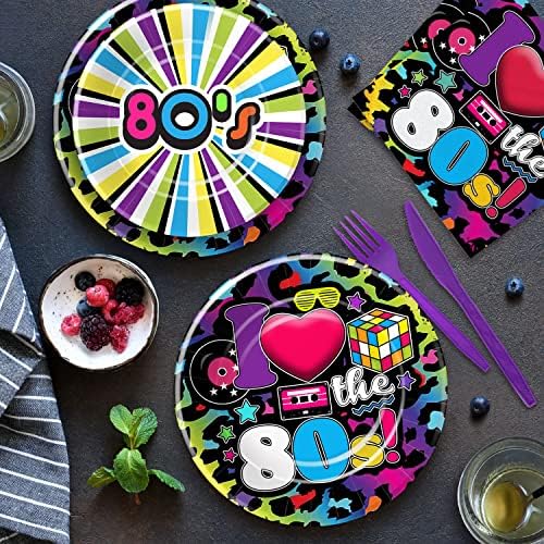 80s Party Decorations Tableware Set for 24 Guests
