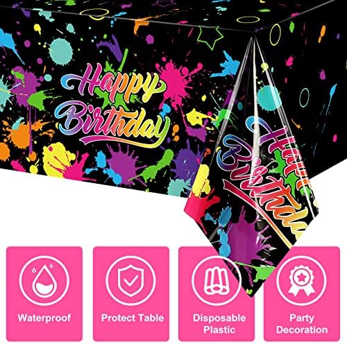 3 Pcs Neon Glow Tablecloth for Birthday Party