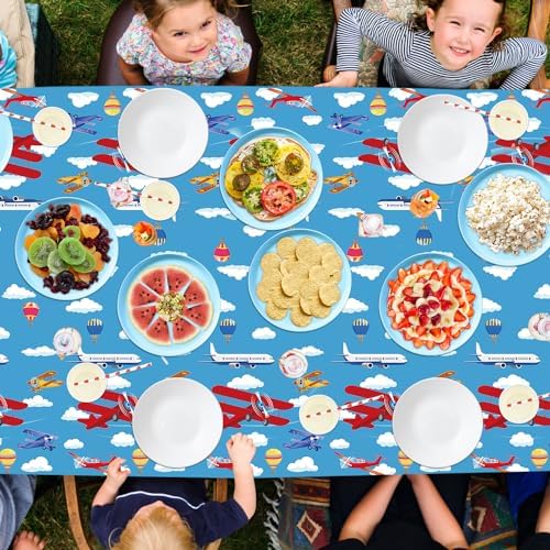 4 Pack Airplane Themed Tablecloths for Birthday Parties