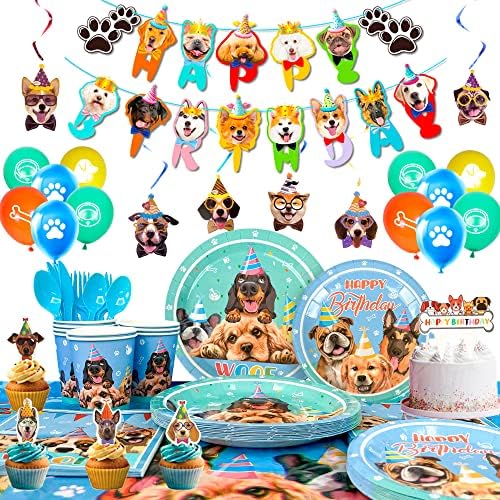 Puppy Birthday Party Supplies Set for 16 Guests