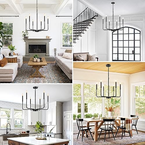 GoBright 6-Light Black Chandelier for Dining Room and Bedroom