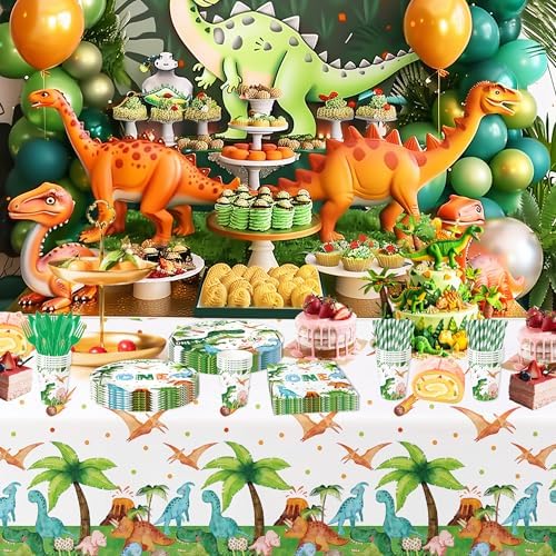 Dinosaur Birthday Party Tablecloth - 3 Pack 54x108 Inches