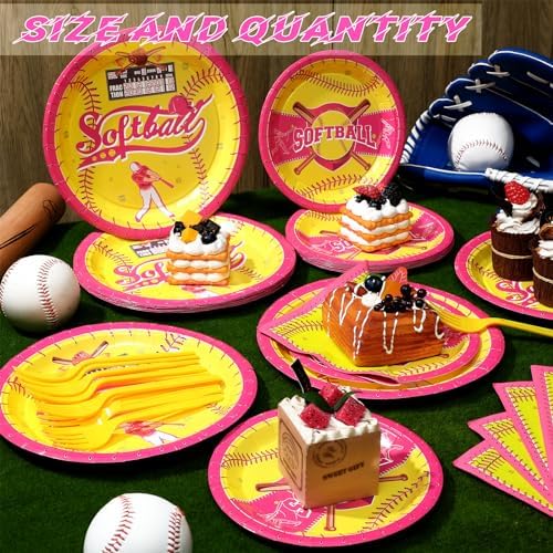 96 Pcs Softball Themed Party Decorations for 24 Guests