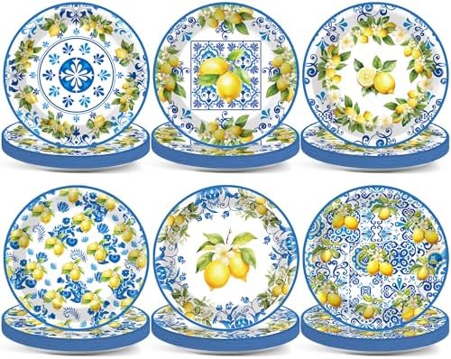 60PCS Lemon Theme Paper Plates for Birthday and Party