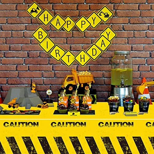 4 Pcs Construction Party Tablecloths - Rectangle Design for Kids Boys Birthday