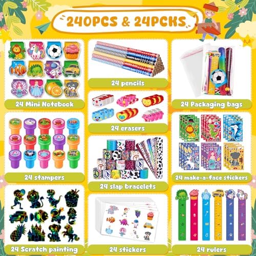 BenLouis 240Pcs Kids Party Favors Set School Supplies Classroom Rewards