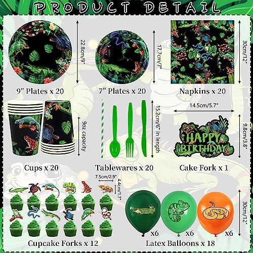 KEFAN Reptile Party Decorations Set for 20