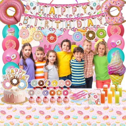 Donut Birthday Party Decorations Set with Balloons