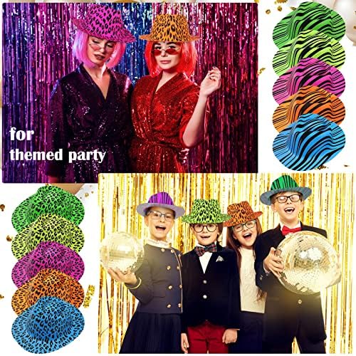 50 Piece Animal Print Neon Party Hats for Kids Adults