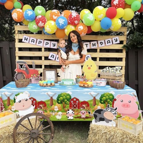 4 Pcs Farm Animal Tablecloths 51x86 Inches Farmhouse Decor