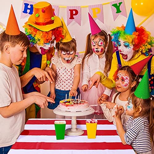 Elcoho 4 Pack 54x107 Inch Plastic Red White Stripes Carnival Circus Tablecloths