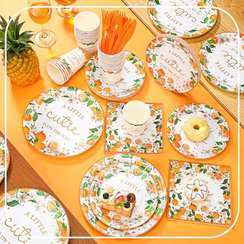 350 Pcs Orange Party Tableware Set for 50 Guests