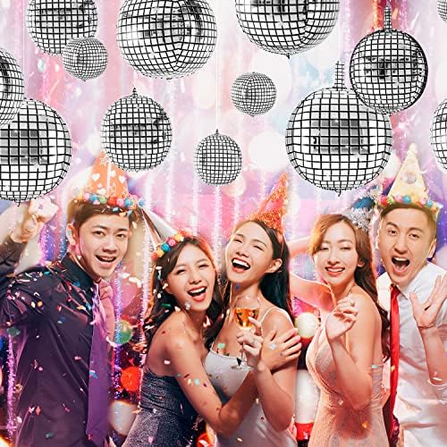 Lewtemi 48 Pcs Silver Disco Ball Balloons