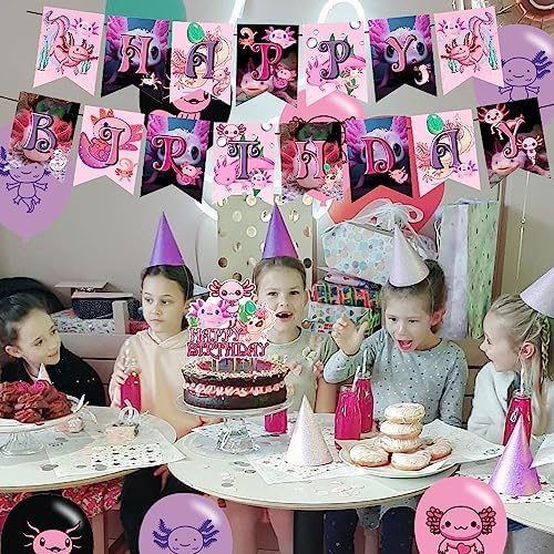 Pink Axolotl Birthday Decorations Set