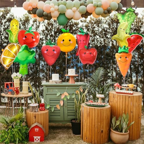 Cartoon Tomato Balloons 8 Pack Red Fruit Party Decorations